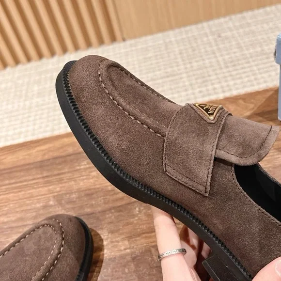 Prada Chocolate Suede Loafers - Picture 6 of 8